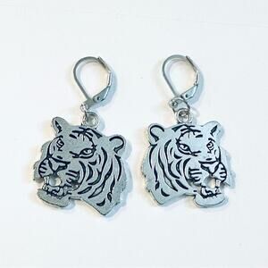 Cincinnati Bengals Tiger Silver Earrings